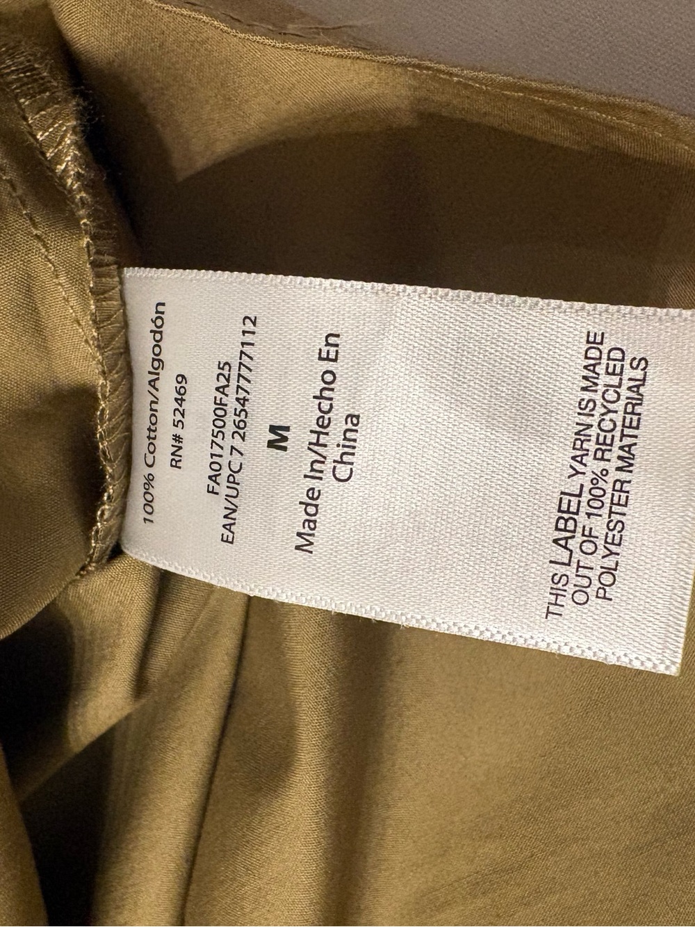 Free Assembly Tie -Neck Off-Shoulder Blouse in Olive Green SZ M Crisp Cotton. - Picture 9 of 9
